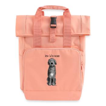 Funny Irish Wolfhound - comic - dog - cartoon - Roll Top Backpack with Two Handles - chintz rose - Front