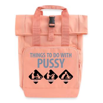 Dinge, die man mit einer Muschi machen kann. - Rolltop Rucksack mit zwei Griffen - Chintzrosa - Vorne