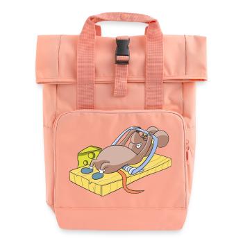 Fitness mouse in mousetrap with cheese workout sport - Roll Top Backpack with Two Handles - chintz rose - Front