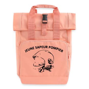 young firefighter - Roll Top Backpack with Two Handles - chintz rose - Front