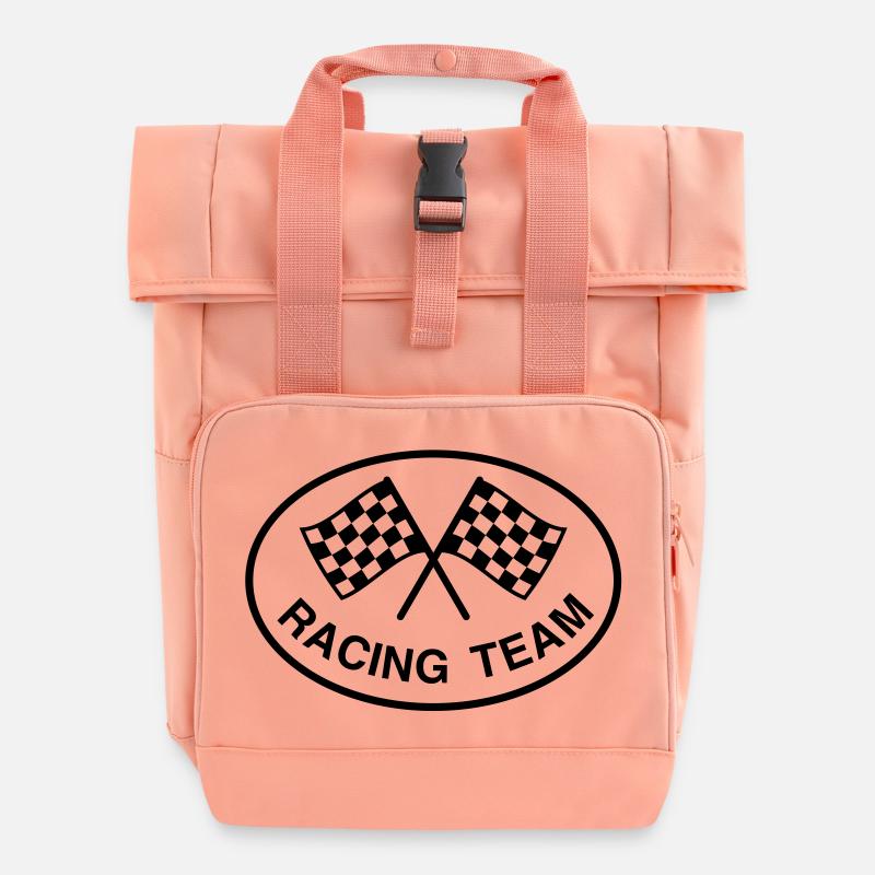 Racing Team, monochrome - Roll Top Backpack with Two Handles - chintz rose