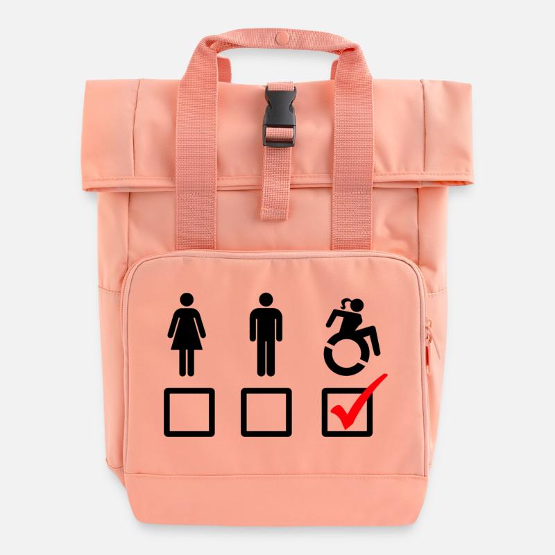 Rollstuhl-Symbol, Behindertenhumor, Spaß # - Rolltop Rucksack mit zwei Griffen - Chintzrosa