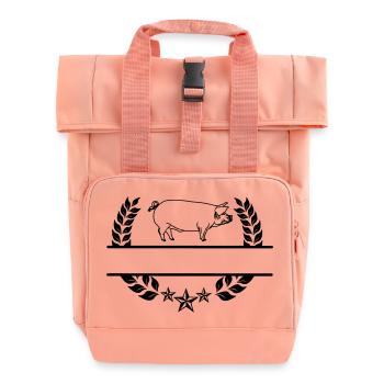 Transparentes Schwein im Lorbeerkranz. - Rolltop Rucksack mit zwei Griffen - Chintzrosa - Vorne