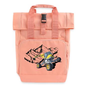 Excavator, walking excavator for difficult terrain - Roll Top Backpack with Two Handles - chintz rose - Front