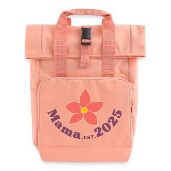 Mama Est 2025 Retro Ich werde Mutter - Rolltop Rucksack mit zwei Griffen - Chintzrosa - Vorne
