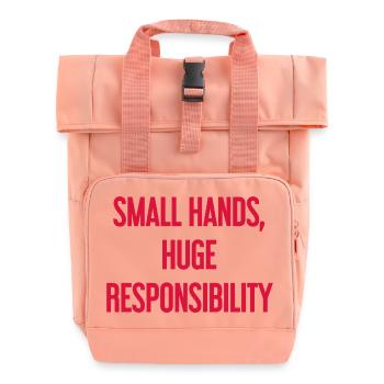 Small Hands, Huge Responsibility Parent Saying - Roll Top Backpack with Two Handles - chintz rose - Front