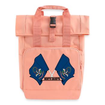 wee flags text NORTH DAKOTA - Roll Top Backpack with Two Handles - chintz rose - Front