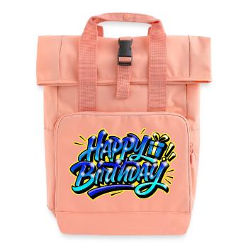 Alles Gute zum Geburtstag, Graffiti - Rolltop Rucksack mit zwei Griffen - Chintzrosa - Vorne