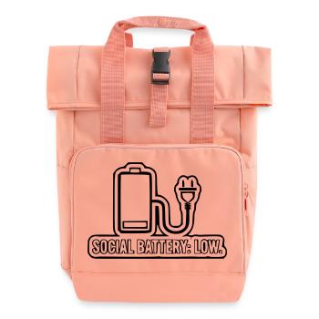 Social Batterie: Low - Rolltop Rucksack mit zwei Griffen - Chintzrosa - Vorne