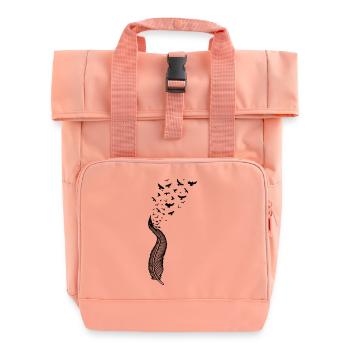 Feder und Vögel, feather with birds - Rolltop Rucksack mit zwei Griffen - Chintzrosa - Vorne