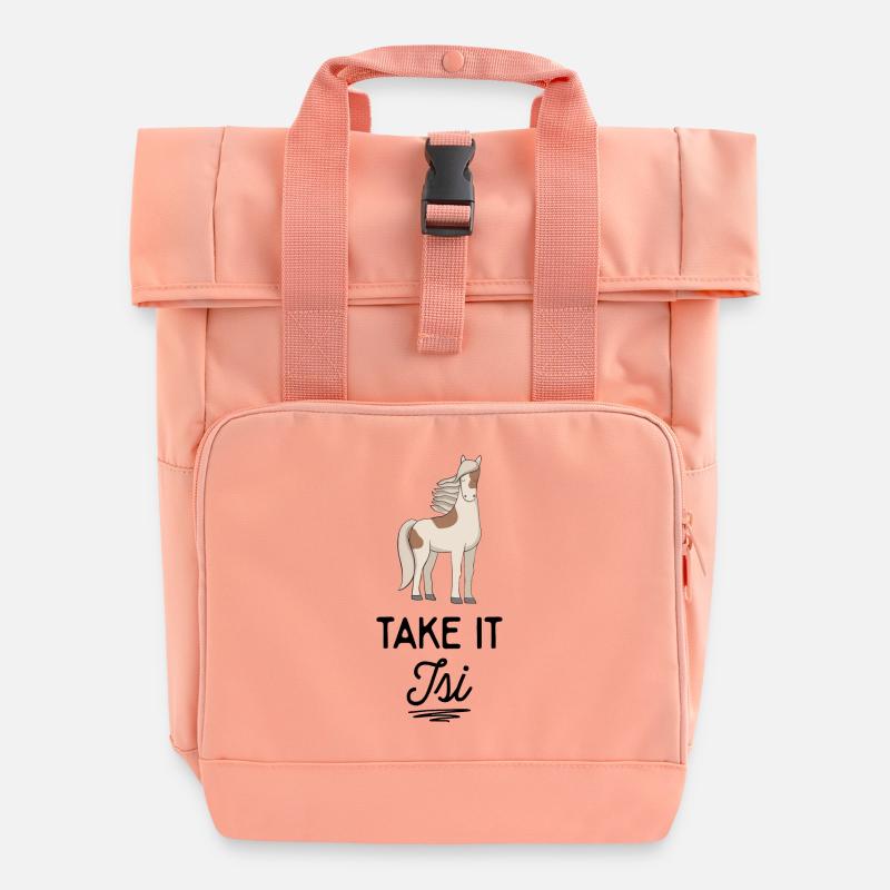 Islandpferd - Rolltop Rucksack mit zwei Griffen - Chintzrosa