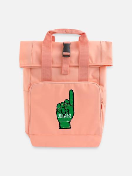 Saudi Arabien Flagge Nummer 1 used - Rolltop Rucksack mit zwei Griffen - Chintzrosa