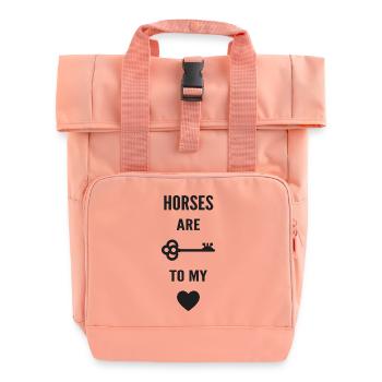 Pferde sind der Schlüssel zu meinem Herzen - Rolltop Rucksack mit zwei Griffen - Chintzrosa - Vorne