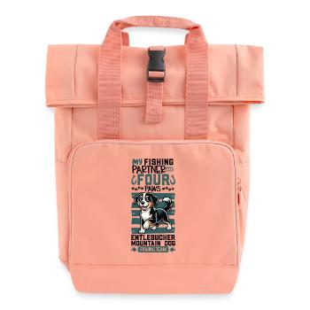 Angeln und Estnische Bracke - Rolltop Rucksack mit zwei Griffen - Chintzrosa - Vorne