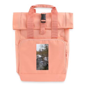 Winter river in the fog - Roll Top Backpack with Two Handles - chintz rose - Front