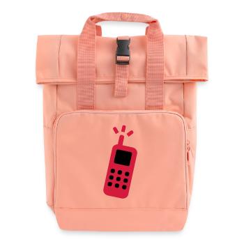 telefon handy cell fon festnetz - Rolltop Rucksack mit zwei Griffen - Chintzrosa - Vorne