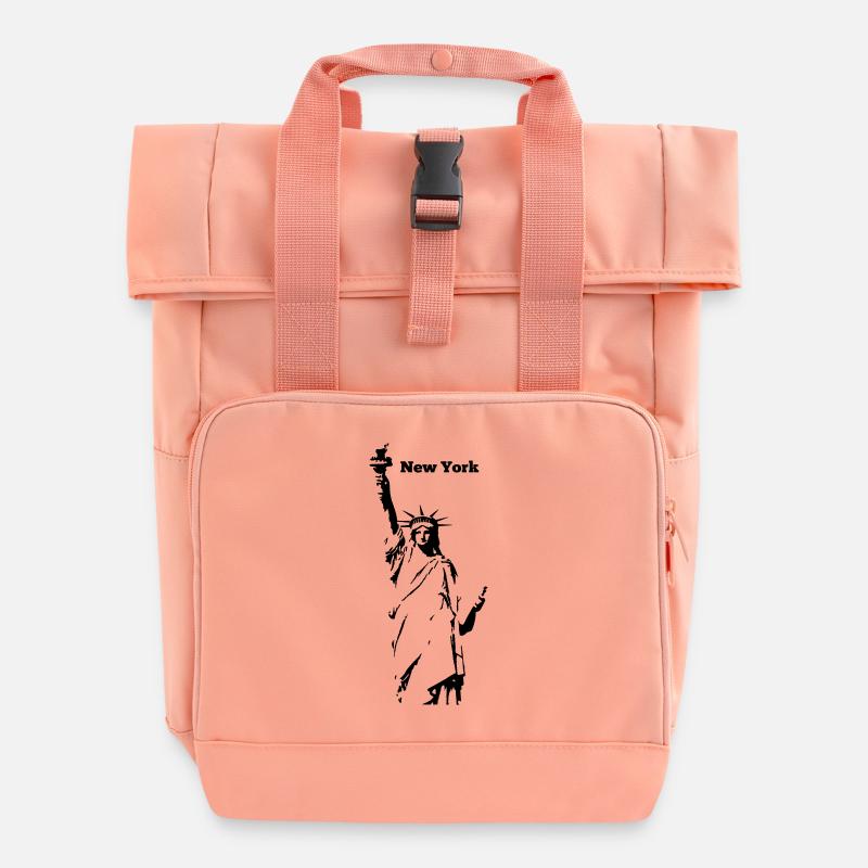 new York - Roll Top Backpack with Two Handles - chintz rose