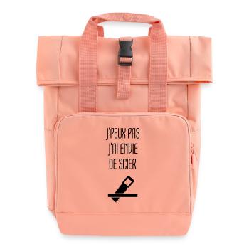 Humour Chier Scier Menuisier Menuiserie Bois - Sac à dos Roll Top à deux anses - rose liberty - Devant