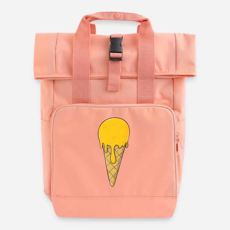 Crème glacée | Glace Jaune Orange | Glaces - Sac à dos Roll Top à deux anses - rose liberty