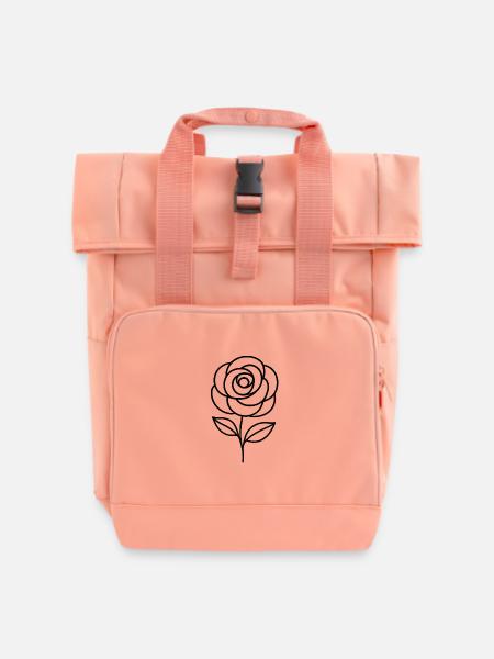 Elegante Rose für Mama – zeitlos & liebevoll - Rolltop Rucksack mit zwei Griffen - Chintzrosa