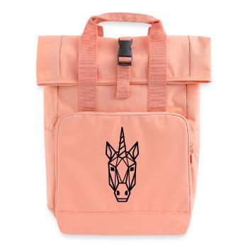 Geometrischer Einhornkopf Linienkunst (black) - Rolltop Rucksack mit zwei Griffen - Chintzrosa - Vorne