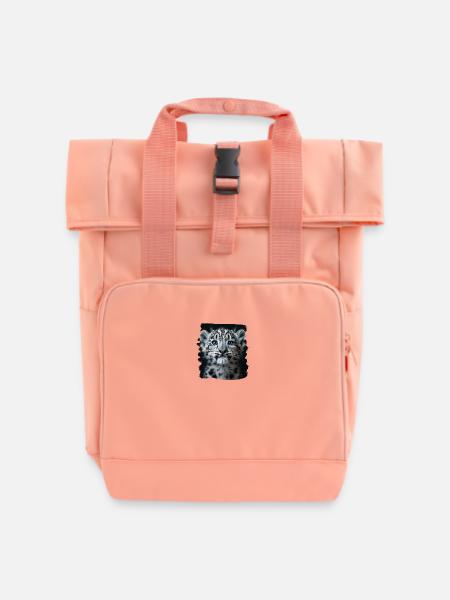 Snow Leopard Schneeleoparden Schneeleopard - Rolltop Rucksack mit zwei Griffen - Chintzrosa