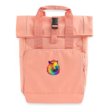 Capybara Low Rainbow Design - Rolltop Rucksack mit zwei Griffen - Chintzrosa - Vorne