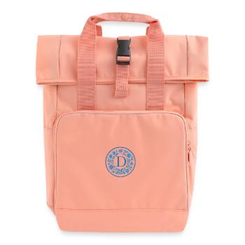 Elegant Ceramic Floral Logo - Letter D - Rolltop Rucksack mit zwei Griffen - Chintzrosa - Vorne