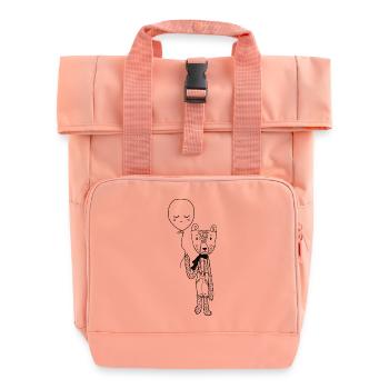 Bär mit Ballon Latzhose - Rolltop Rucksack mit zwei Griffen - Chintzrosa - Vorne