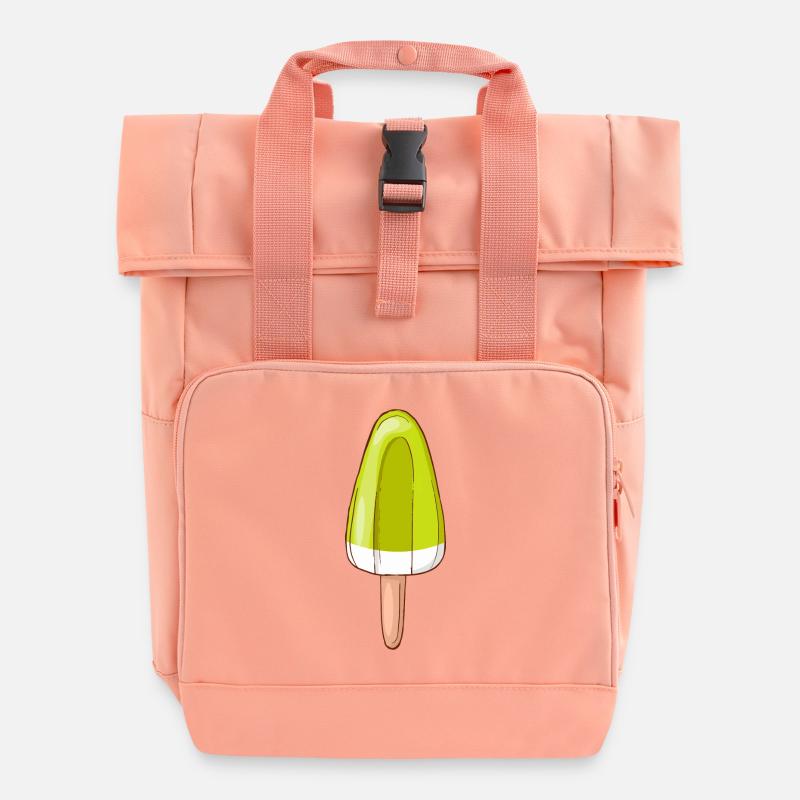 Eis Speiseeis Eiskrem Eiscreme Kugeleis Eisbecher - Rolltop Rucksack mit zwei Griffen - Chintzrosa
