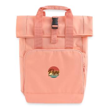 Papa seit 2006 Retro Sunset Vaterschaft - Rolltop Rucksack mit zwei Griffen - Chintzrosa - Vorne