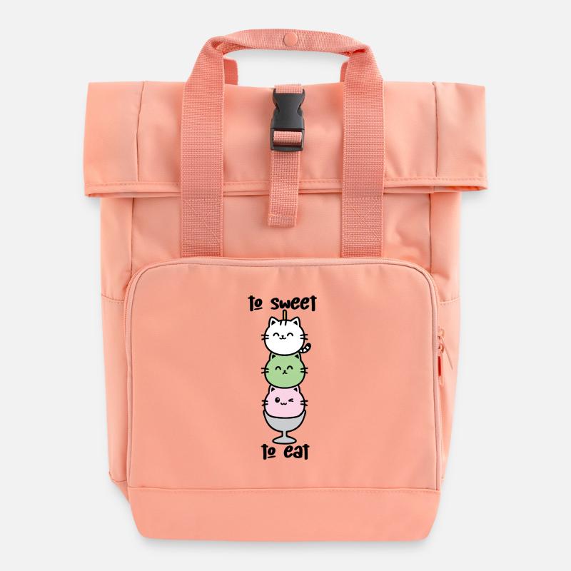Katzen-Turm Eiscreme Stack - Roll Top Backpack with Two Handles - chintz rose
