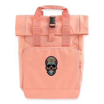 Trendiges Skull-Design - Rolltop Rucksack mit zwei Griffen - Chintzrosa - Vorne