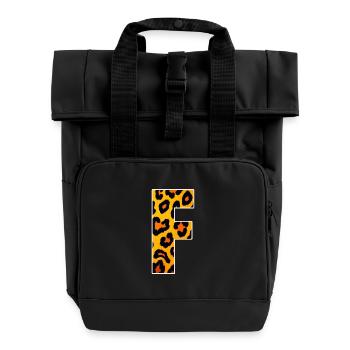 Motif orange de feu effet léopard - Sac à dos Roll Top à deux anses - noir - Devant