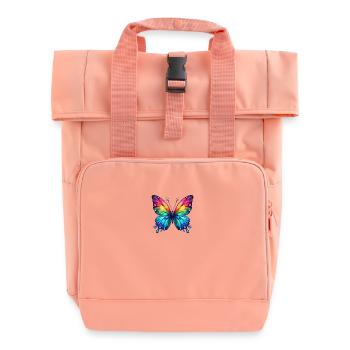 Butterfly Rainbow Colors - Roll Top Backpack with Two Handles - chintz rose - Front