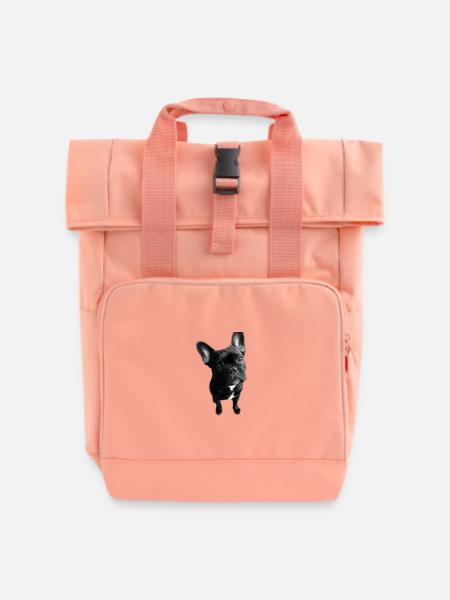 French Bulldog - Rolltop Rucksack mit zwei Griffen - Chintzrosa