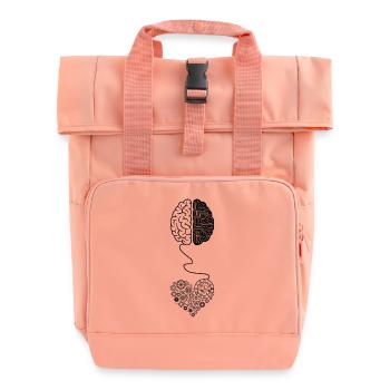 Biomechanical Brain Circuit Design - Roll Top Backpack with Two Handles - chintz rose - Front