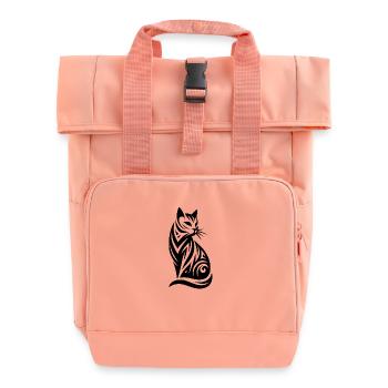 Tatouage tribal géométrique d’un chat noble - Sac à dos Roll Top à deux anses - rose liberty - Devant