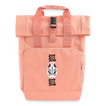 Strange Japanese Fox (Black) - Roll Top Backpack with Two Handles - chintz rose - Front