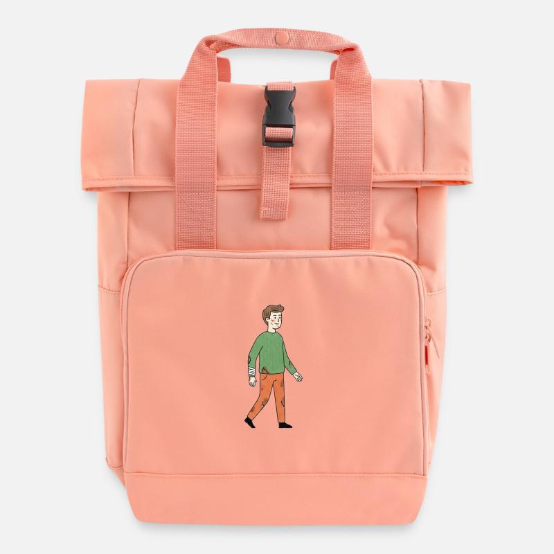 Wounded Hero Cartoon - Roll Top Backpack with Two Handles - chintz rose