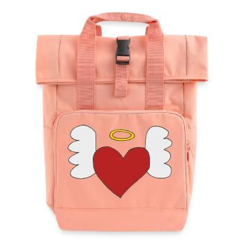 heart with wings - Roll Top Backpack with Two Handles - chintz rose - Front