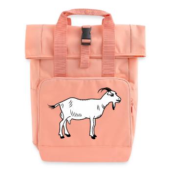 Goat white - Roll Top Backpack with Two Handles - chintz rose - Front