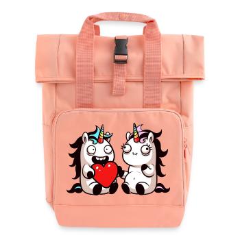 Duo Cœur de Licorne - Sac à dos Roll Top à deux anses - rose liberty - Devant