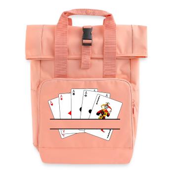 Five of a kind text banner - Roll Top Backpack with Two Handles - chintz rose - Front