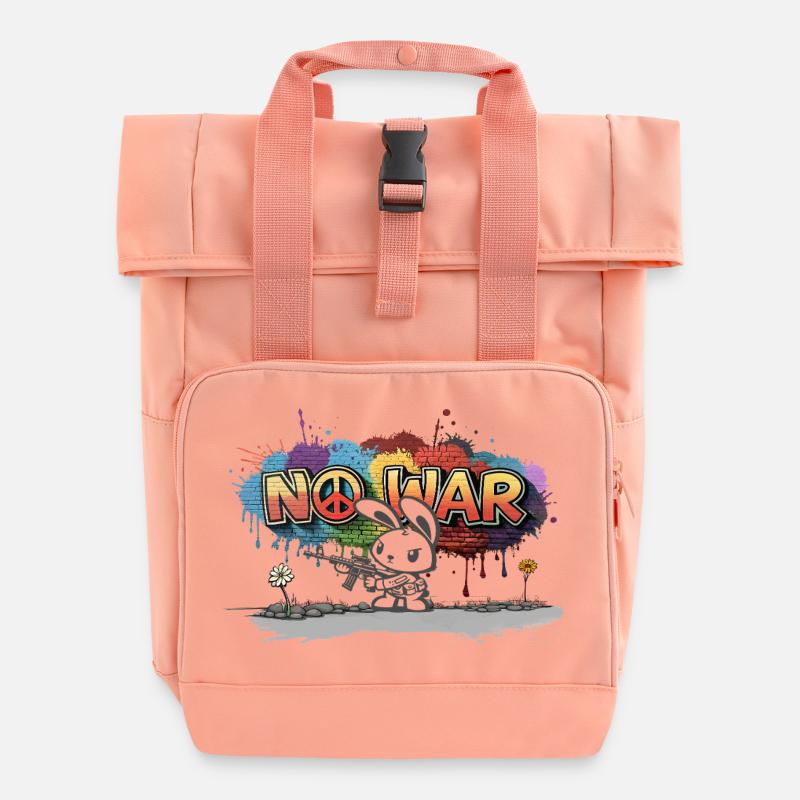 No war - Roll Top Backpack with Two Handles - chintz rose