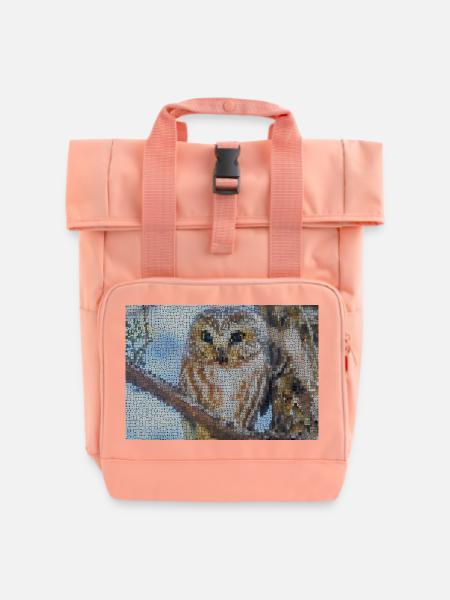 Nächtliche Eulen-Mosaik - Rolltop Rucksack mit zwei Griffen - Chintzrosa