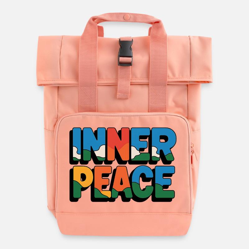Inner Peace Regenbogen-Buchstaben - Rolltop Rucksack mit zwei Griffen - Chintzrosa