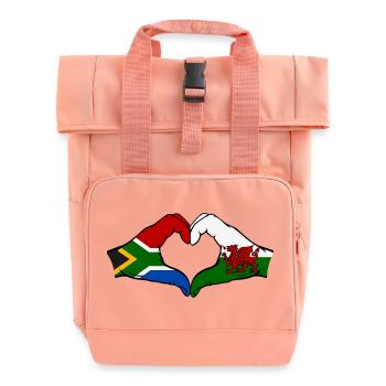 Südafrika Wales Flagge Hände Herzform - Rolltop Rucksack mit zwei Griffen - Chintzrosa - Vorne