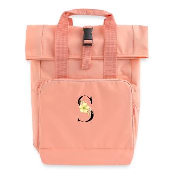 Eleganter Buchstabe 'S' mit Blumen - Rolltop Rucksack mit zwei Griffen - Chintzrosa - Vorne