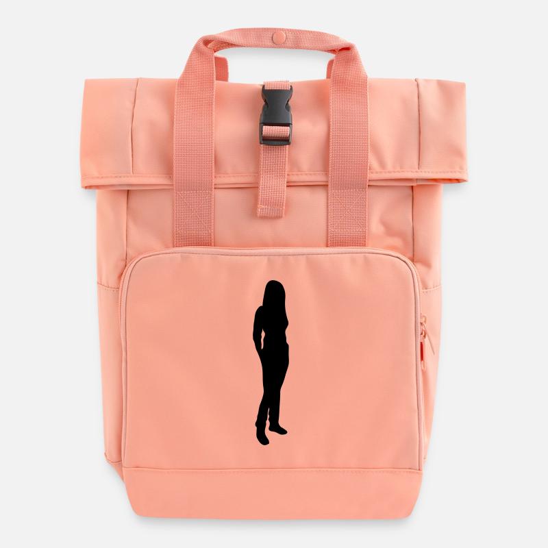 Woman body Silhouette vector design - Roll Top Backpack with Two Handles - chintz rose